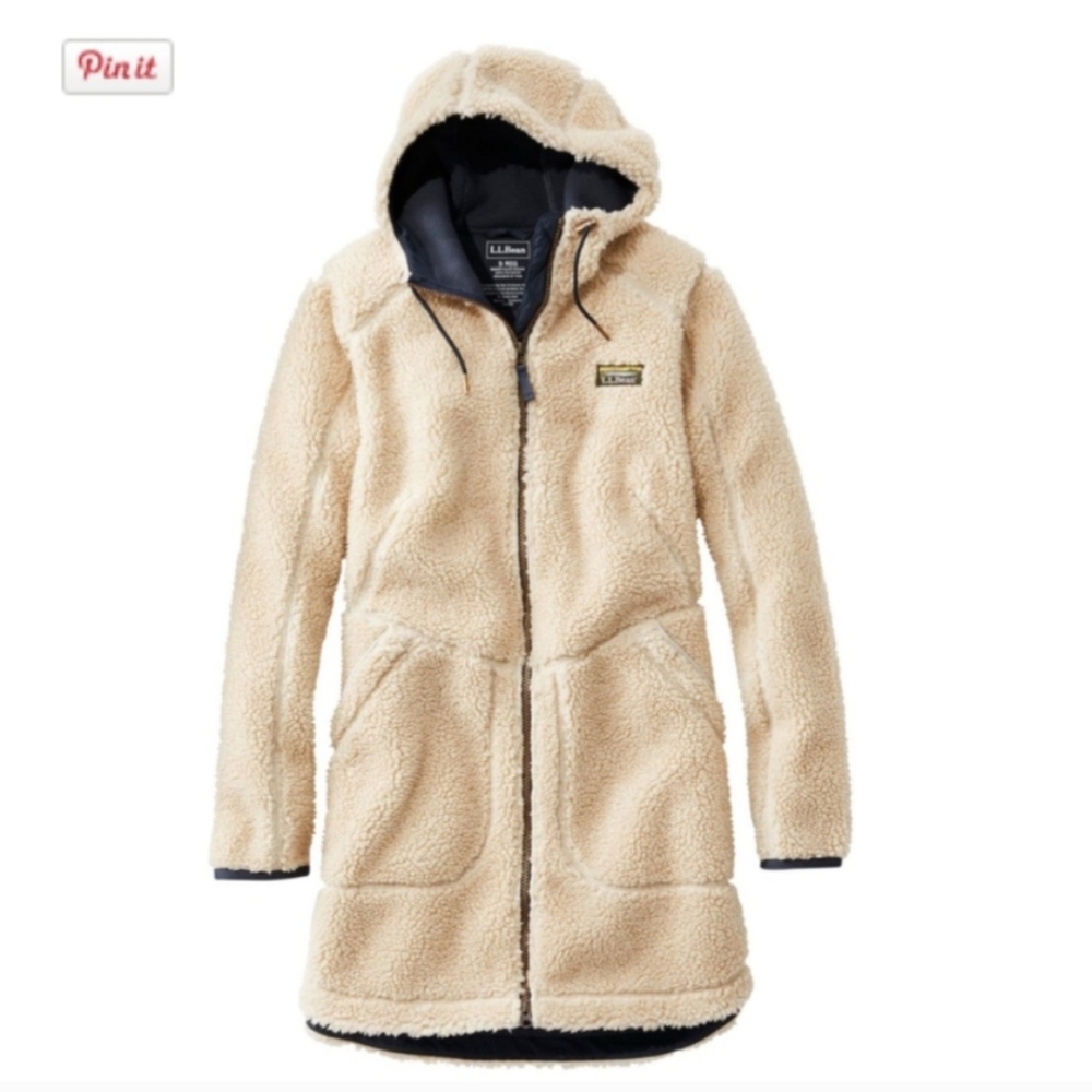L.L. Bean Cream Sherpa LL Bean Mountain Pile Fleece Jacket